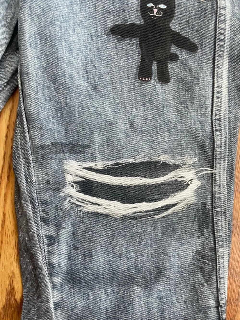 RIPNDIP Distressed Graphic Jeans Size 32 Acid Wash Streetwear Pants